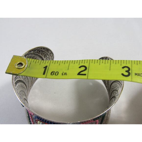 Chico's Brass Black Bead Cuff Bracelet Wrist size 6‎ Whisygoth Rave Novelty Open - Picture 7 of 7